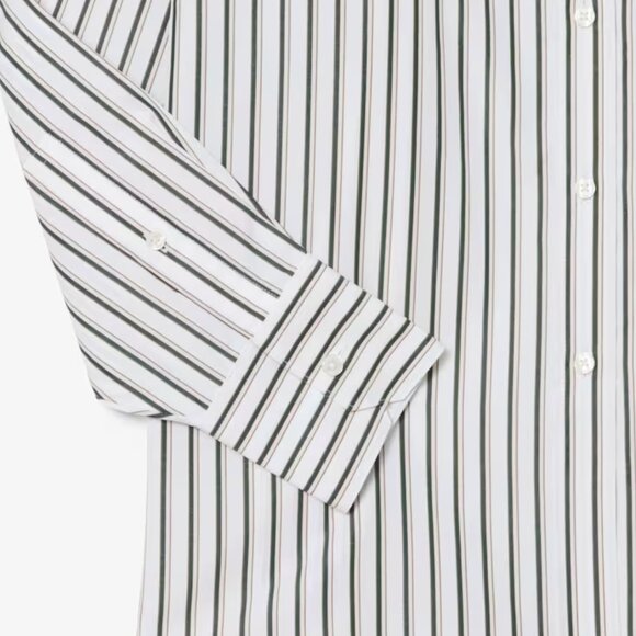 68. LACOSTE Women's Oversized Cotton Button Down Shirt Striped Green $150 EUC 36 - Picture 5 of 6